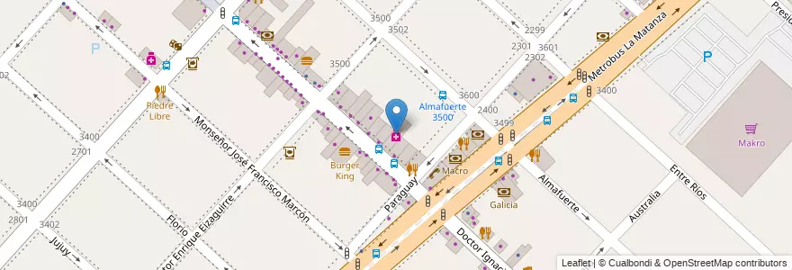 Mapa de ubicacion de Farmacia Vilela en アルゼンチン, ブエノスアイレス州, Partido De La Matanza, San Justo.
