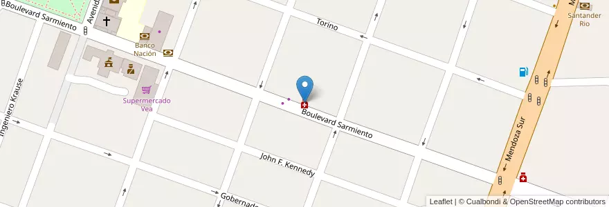 Mapa de ubicacion de Farmacia Villa Krause en アルゼンチン, サンフアン州, チリ, Rawson.