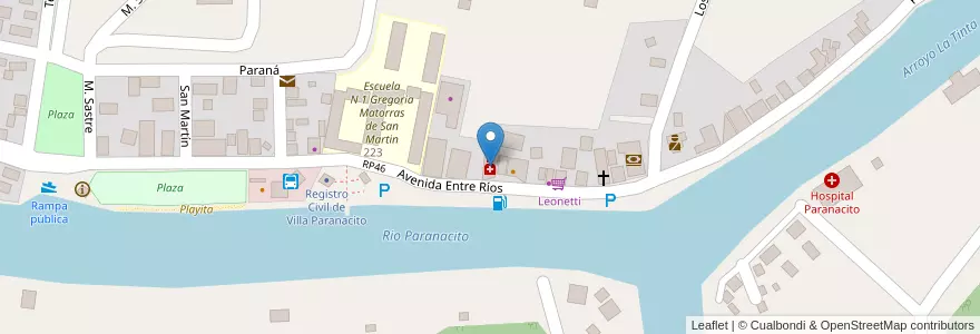 Mapa de ubicacion de Farmacia Villa Paranacito en Arjantin, Entre Ríos, Departamento Islas Del Ibicuy, Distrito Paranacito, Villa Paranacito.