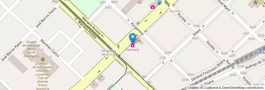 Mapa de ubicacion de Farmacia, Villa Soldati en 阿根廷, Ciudad Autónoma De Buenos Aires, 布宜诺斯艾利斯, Comuna 8.