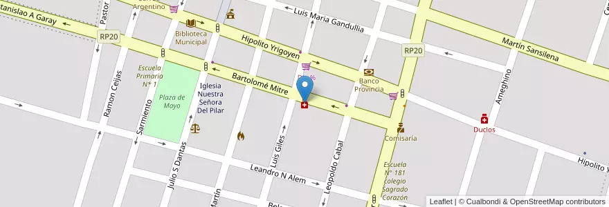 Mapa de ubicacion de Farmacia y Perfumería Centro en Argentinië, Buenos Aires, Partido De General Paz, Ranchos.