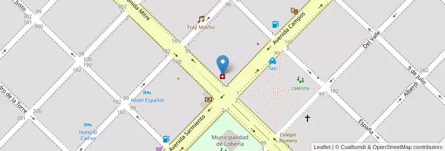 Mapa de ubicacion de Farmacia y Perfumería D'Auro en الأرجنتين, بوينس آيرس, Partido De Lobería, Lobería.