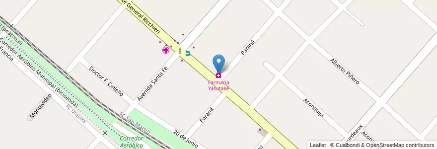 Mapa de ubicacion de Farmacia Yasutake en アルゼンチン, ブエノスアイレス州, Partido De San Miguel, Bella Vista.