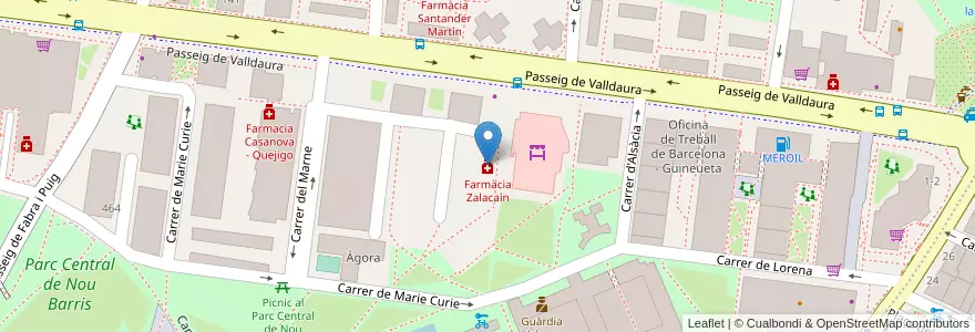 Mapa de ubicacion de Farmàcia Zalacaín en スペイン, カタルーニャ州, Barcelona, バルサルネス, Barcelona.