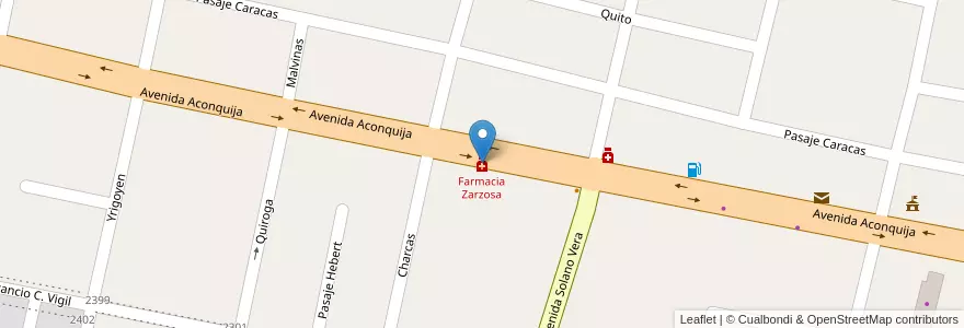 Mapa de ubicacion de Farmacia Zarzosa en アルゼンチン, トゥクマン州, Departamento Yerba Buena, Yerba Buena.