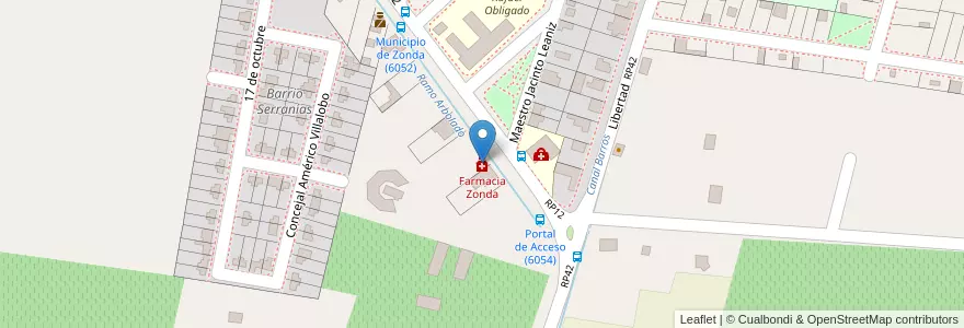 Mapa de ubicacion de Farmacia Zonda en 阿根廷, San Juan, 智利, Zonda.