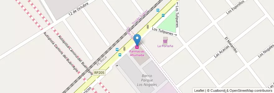 Mapa de ubicacion de Farmacias Ahumada en Arjantin, Buenos Aires, Partido De Ezeiza, Tristán Suárez.
