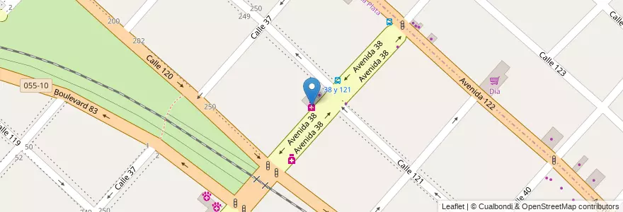 Mapa de ubicacion de Farmacias, Casco Urbano en الأرجنتين, بوينس آيرس, Partido De La Plata, لابلاتا.