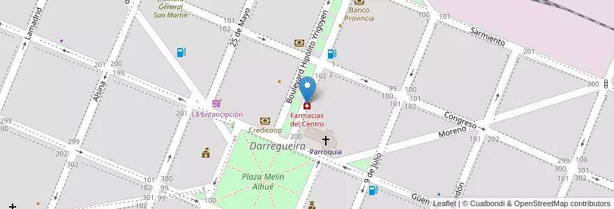 Mapa de ubicacion de Farmacias del Centro en Argentinien, Provinz Buenos Aires, Partido De Puan, Darregueira.