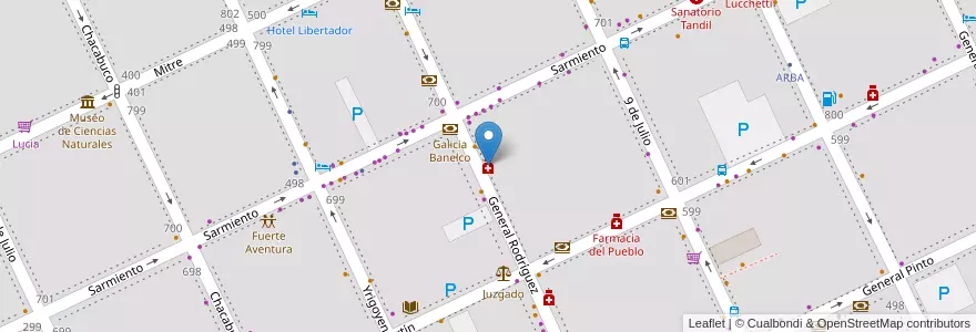 Mapa de ubicacion de Farmacias del Centro en Argentina, Buenos Aires, Partido De Tandil, Tandil.