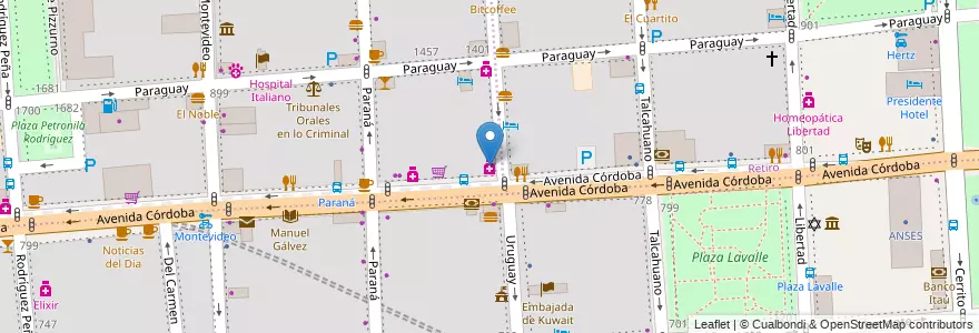 Mapa de ubicacion de Farmacias Dr. Ahorro, Recoleta en الأرجنتين, Ciudad Autónoma De Buenos Aires, Comuna 2, Comuna 1, Buenos Aires.