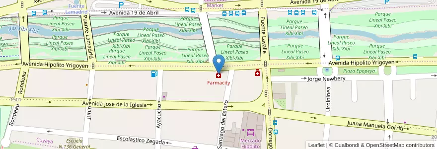 Mapa de ubicacion de Farmacity en 아르헨티나, Jujuy, Departamento Doctor Manuel Belgrano, Municipio De San Salvador De Jujuy.