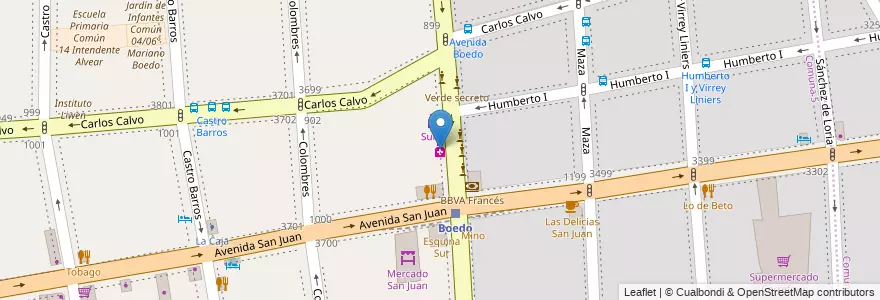 Mapa de ubicacion de Farmacity Boedo, Boedo en Argentine, Ciudad Autónoma De Buenos Aires, Comuna 5, Buenos Aires.