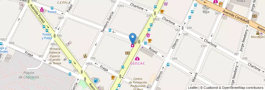 Mapa de ubicacion de Farmacity, Chacarita en Argentine, Ciudad Autónoma De Buenos Aires, Buenos Aires, Comuna 15.