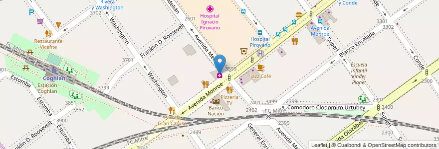Mapa de ubicacion de Farmacity, Coghlan en アルゼンチン, Ciudad Autónoma De Buenos Aires, Comuna 12, ブエノスアイレス.
