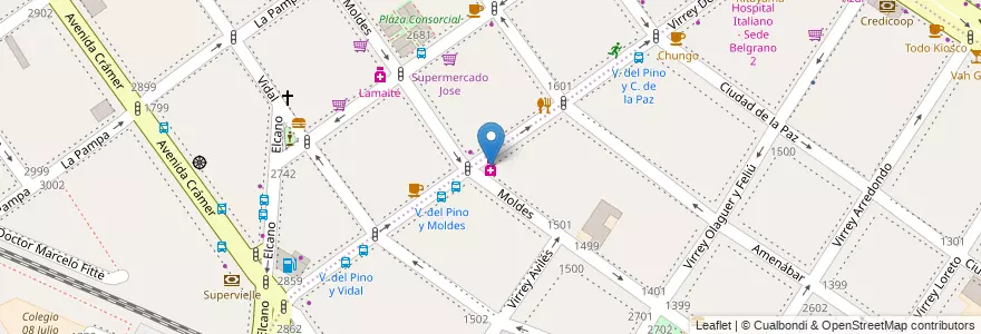 Mapa de ubicacion de Farmacity, Colegiales en 阿根廷, Ciudad Autónoma De Buenos Aires, 布宜诺斯艾利斯, Comuna 13.