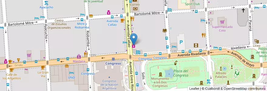 Mapa de ubicacion de Farmacity Congreso, San Nicolas en Argentinien, Ciudad Autónoma De Buenos Aires, Buenos Aires.