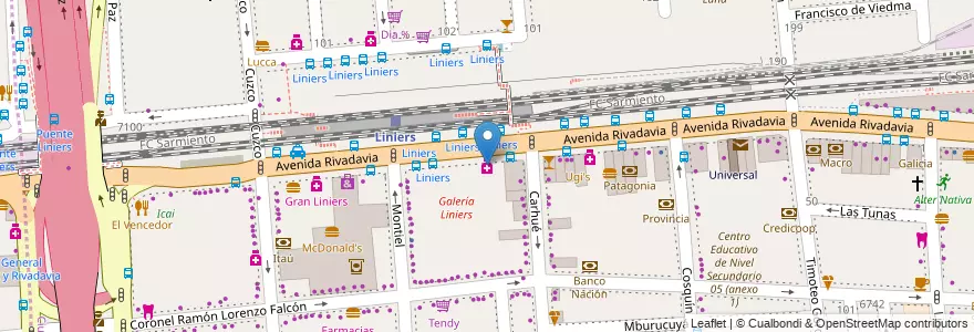 Mapa de ubicacion de Farmacity Liniers, Liniers en Argentina, Ciudad Autónoma De Buenos Aires, Comuna 9, Buenos Aires.