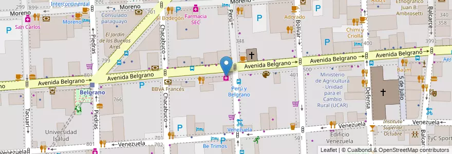 Mapa de ubicacion de Farmacity, Montserrat en Argentinië, Ciudad Autónoma De Buenos Aires, Comuna 1, Buenos Aires.
