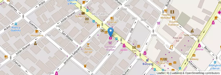 Mapa de ubicacion de Farmacity, Palermo en الأرجنتين, Ciudad Autónoma De Buenos Aires, Buenos Aires, Comuna 14.