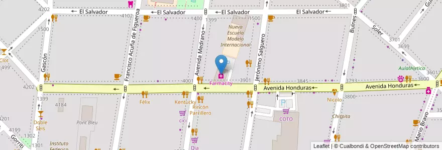 Mapa de ubicacion de Farmacity, Palermo en Arjantin, Ciudad Autónoma De Buenos Aires, Buenos Aires, Comuna 14.