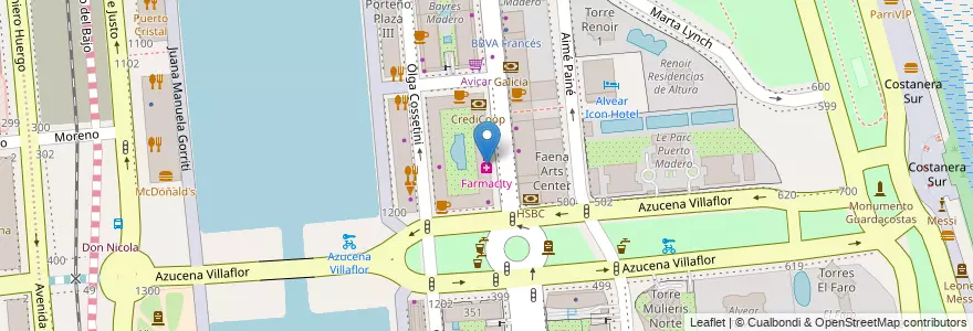 Mapa de ubicacion de Farmacity, Puerto Madero en Argentine, Ciudad Autónoma De Buenos Aires, Comuna 1, Buenos Aires.