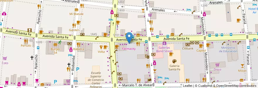 Mapa de ubicacion de Farmacity, Recoleta en 阿根廷, Ciudad Autónoma De Buenos Aires, Comuna 2, 布宜诺斯艾利斯.