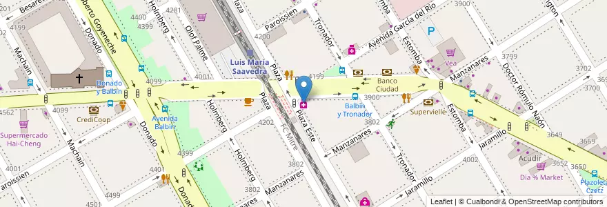 Mapa de ubicacion de Farmacity, Saavedra en アルゼンチン, Ciudad Autónoma De Buenos Aires, Comuna 12, ブエノスアイレス.