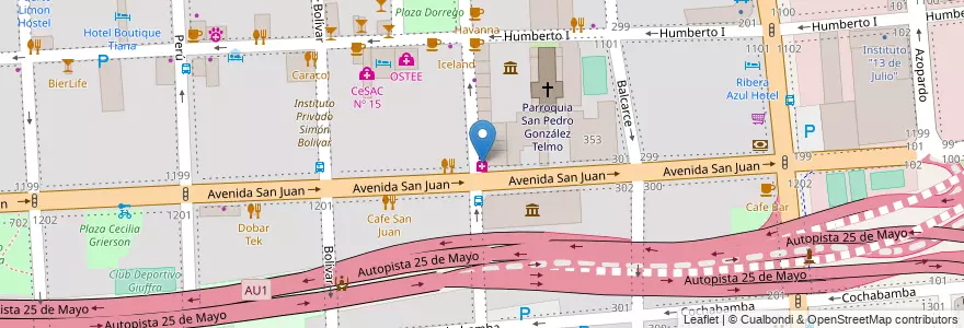 Mapa de ubicacion de Farmacity, San Telmo en الأرجنتين, Ciudad Autónoma De Buenos Aires, Comuna 1, Buenos Aires.