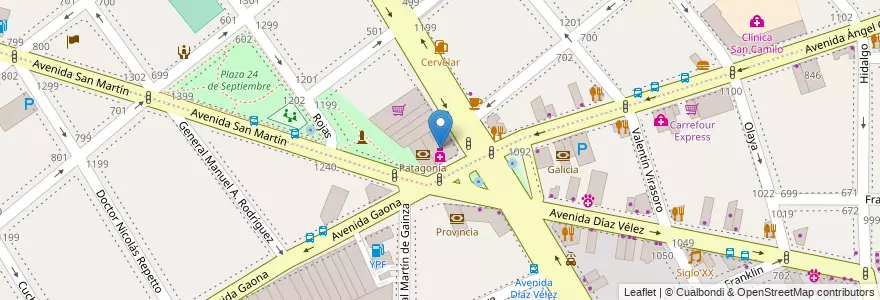 Mapa de ubicacion de Farmacity, Villa Crespo en Аргентина, Буэнос-Айрес, Буэнос-Айрес, Comuna 6.