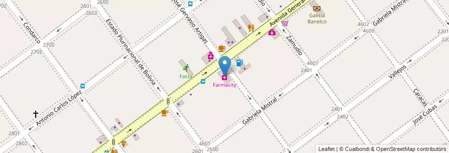 Mapa de ubicacion de Farmacity, Villa Pueyrredon en Аргентина, Буэнос-Айрес, Comuna 12, Буэнос-Айрес.