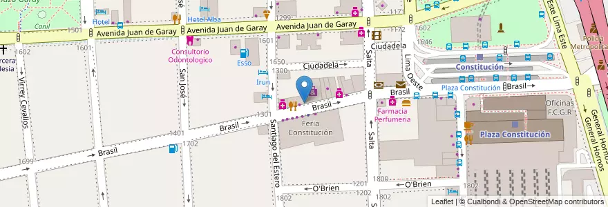 Mapa de ubicacion de Farmacol, Constitucion en アルゼンチン, Ciudad Autónoma De Buenos Aires, Comuna 4, Comuna 1, ブエノスアイレス.