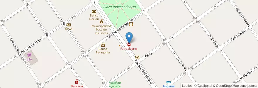 Mapa de ubicacion de Farmalybres en 아르헨티나, Corrientes, Departamento Paso De Los Libres, Municipio De Paso De Los Libres.
