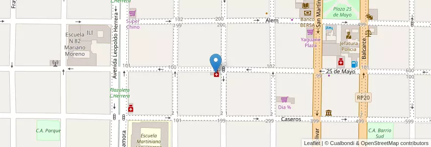 Mapa de ubicacion de FarmaPlus en Arjantin, Entre Ríos, Departamento Villaguay, Distrito Lucas Al Sud, Villaguay.