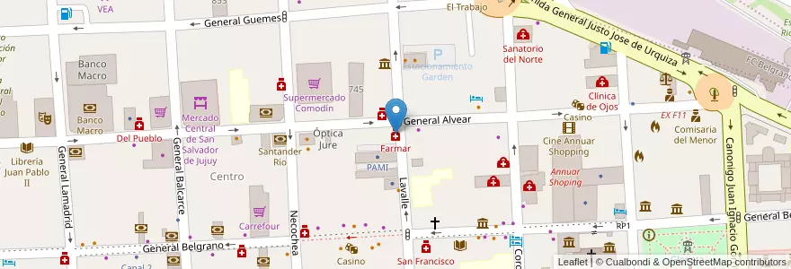 Mapa de ubicacion de Farmar en Argentinien, Jujuy, Departamento Doctor Manuel Belgrano, Municipio De San Salvador De Jujuy.