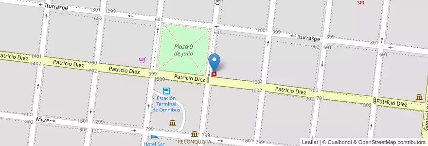 Mapa de ubicacion de Farmar 24 hs en الأرجنتين, سانتا في, Departamento General Obligado, Municipio De Reconquista, Reconquista.