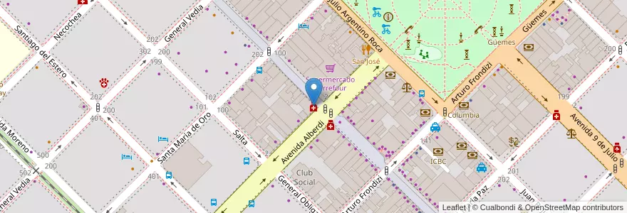 Mapa de ubicacion de FarMar en アルゼンチン, チャコ州, Departamento San Fernando, Resistencia, Resistencia.