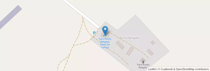 Mapa de ubicacion de Faro Punta Delgada Hotel De Campo en الأرجنتين, شوبوت, Departamento Biedma.