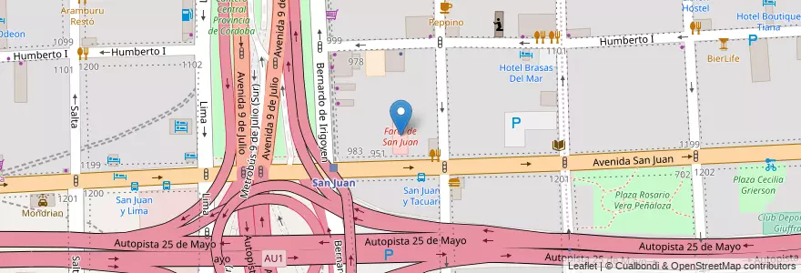 Mapa de ubicacion de Farol de San Juan, Constitucion en آرژانتین, Ciudad Autónoma De Buenos Aires, Comuna 1, Buenos Aires.