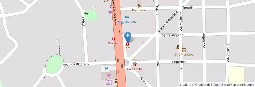 Mapa de ubicacion de Farri en 阿根廷, Córdoba, Departamento Punilla, Pedanía San Antonio, Municipio De Villa Giardino, Villa Giardino.