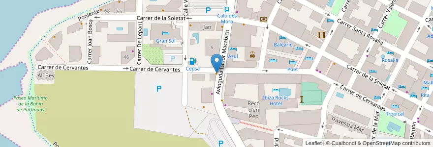 Mapa de ubicacion de Fatso's en Spanje, Balearen, España (Mar Territorial), Balearen, Ibiza, Sant Antoni De Portmany.