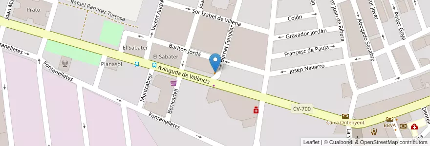 Mapa de ubicacion de Faus en 西班牙, Comunitat Valenciana, Alacant / Alicante, El Comtat, Muro De Alcoy.