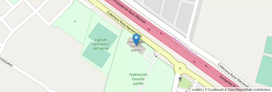 Mapa de ubicacion de Federación Gaucha Jujeña en الأرجنتين, Jujuy, Departamento Doctor Manuel Belgrano, Municipio De San Salvador De Jujuy, Alto Comedero.