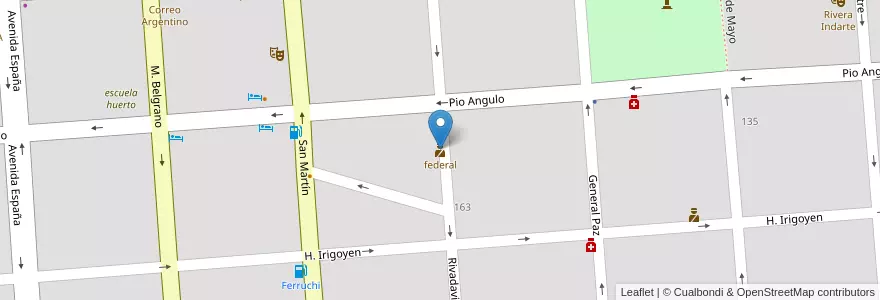 Mapa de ubicacion de federal en Arjantin, Córdoba, Departamento Unión, Pedanía Bell Ville, Municipio De Bell Ville, Bell Ville.