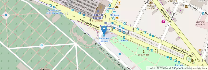Mapa de ubicacion de Federico Lacroze, Chacarita en アルゼンチン, Ciudad Autónoma De Buenos Aires, ブエノスアイレス, Comuna 15.