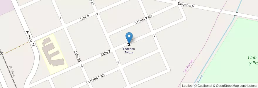 Mapa de ubicacion de Federico Toloza en Argentinien, Santa Fe, Departamento Belgrano, Municipio De Las Parejas.