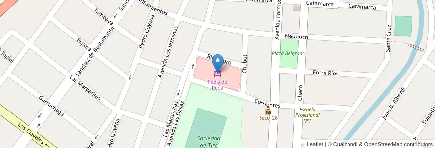 Mapa de ubicacion de Fedia de Ropa en 아르헨티나, Jujuy, Departamento San Pedro, Municipio De San Pedro De Jujuy.
