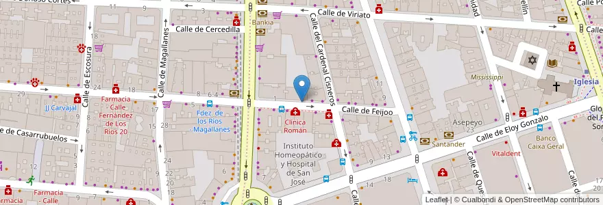 Mapa de ubicacion de FEIJOO, CALLE, DE,5 en Испания, Мадрид, Мадрид, Área Metropolitana De Madrid Y Corredor Del Henares, Мадрид.