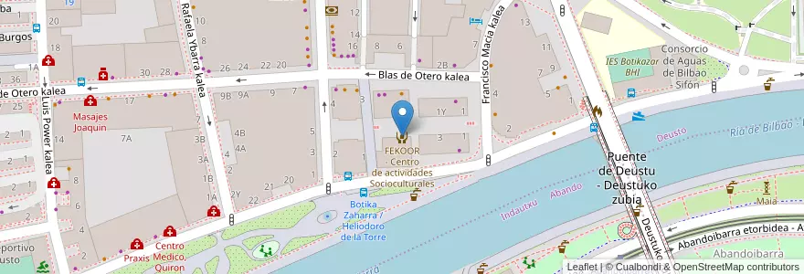 Mapa de ubicacion de FEKOOR - Centro de actividades Socioculturales en Spanje, Baskenland, Biskaje, Bilboaldea, Bilbao.