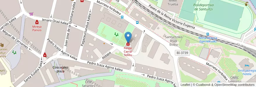 Mapa de ubicacion de Felipe Carral Tellitu en Espagne, Pays Basque Autonome, Biscaye, Grand-Bilbao, Santurtzi.